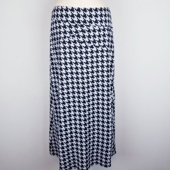 NYCC New York Clothing Co Black & Grey Houndstooth Knit Maxi Skirt * Medium - Picture 1 of 6